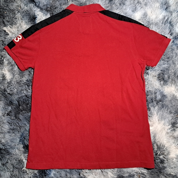 Roots Canada Men's Polo Shirt S/S Made in Canada Flag Patch Red HQ Size XL - Picture 4 of 7